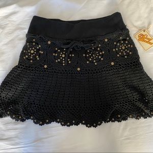 NWT Soul Revival Crochet Stud Skirt Black Small